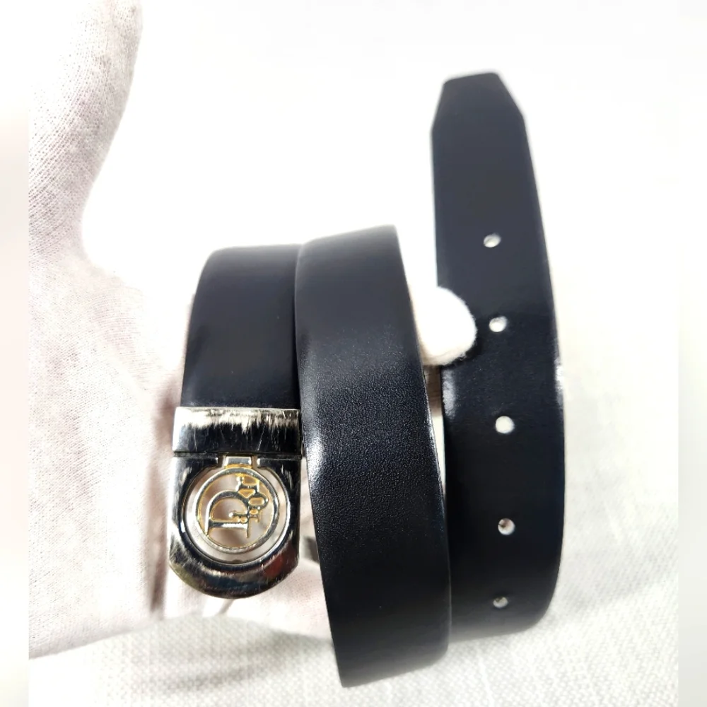Dior Vintage Size 34 reversible leather belt black brown